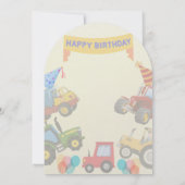 Boy Colorful Cartoon Tractor theme invitation  招待状 (裏面)