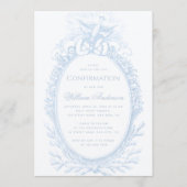 Boy Confirmation Blue Holy Spirit Dove Vintage 招待状 (正面)