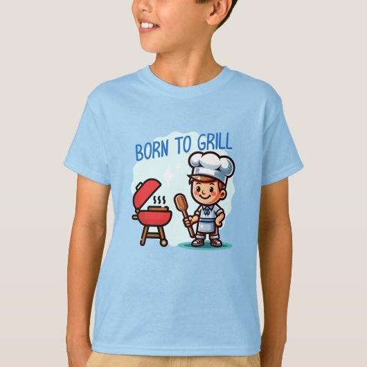 Boy cooking Born to grill Tシャツ (正面)