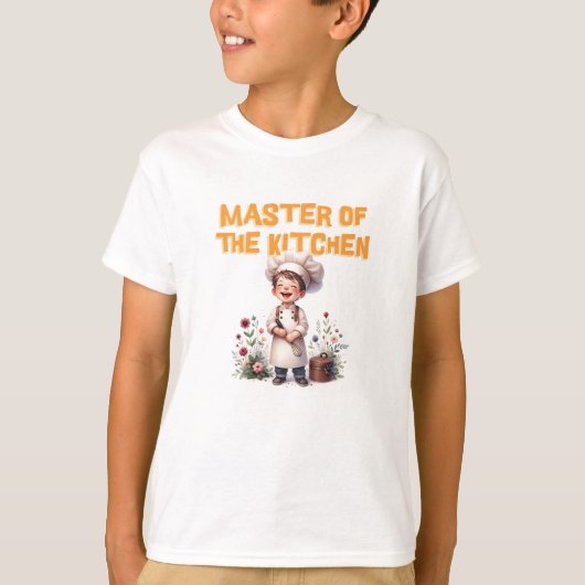 Boy cooking Master of the kitchen Tシャツ (正面)