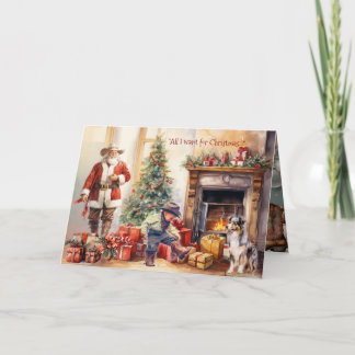 Boy Cowboy Boots for Christmas Christmas Card シーズンカード