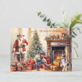 Boy Cowboy Boots for Christmas Christmas Card シーズンカード (スタンド正面)