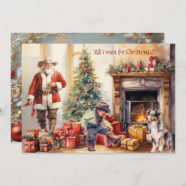 Boy Cowboy Boots for Christmas Christmas Card シーズンカード