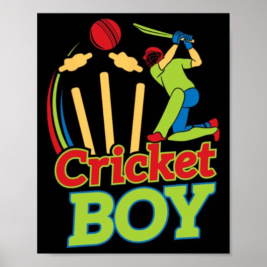 Boy Cricket Player Design For Athletes - Cricket G ポスター (正面)