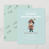 Boy Cute Detective Birthday Invitation 招待状 (正面/裏面)