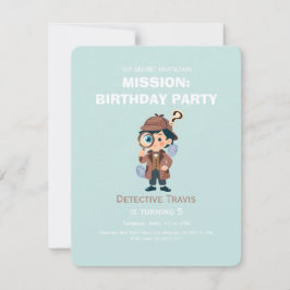 Boy Cute Detective Birthday Invitation 招待状