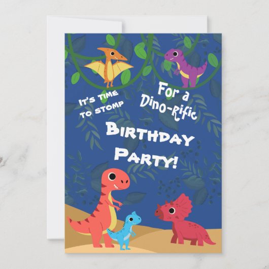 Boy Dinosale Any Age Birthday Party 招待状 (正面)