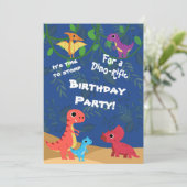 Boy Dinosale Any Age Birthday Party 招待状 (スタンド正面)