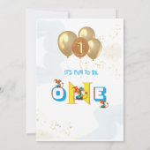 Boy Dinosaur写真パーソナライズされた第1誕生日 サンキューカード (裏面)