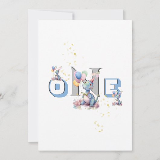 Boy Dinosaur写真パーソナライズされた第1誕生日 サンキューカード (裏面)