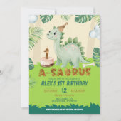 Boy Dinosaur 1st birthday Invitation 招待状 (正面)