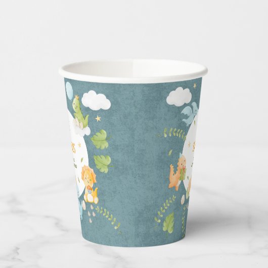 Boy Dinosaur 1st Birthday Party One-A-Saurus 紙コップ (左)