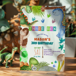 Boy Dinosaur 3rd Birthday Invitation 招待状