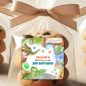 Boy Dinosaur 3rd Birthday Party スクエアシール