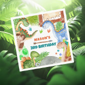 Boy Dinosaur 3rd Birthday Party スタンダードカクテルナプキン