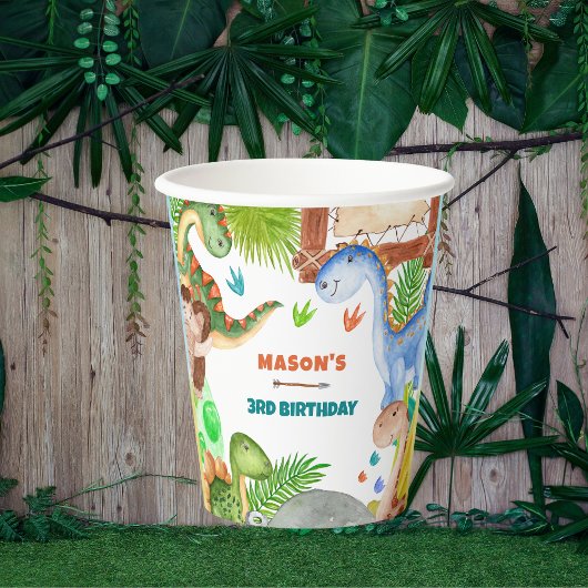 Boy Dinosaur 3rd Birthday Party  紙コップ
