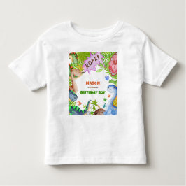 Boy Dinosaur 4th Birthday Invitation トドラーTシャツ