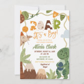 Boy Dinosaur Baby Shower invitation 招待状 (正面)