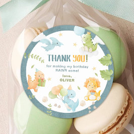 Boy Dinosaur Birthday Party Favor Classic Round St ラウンドシール