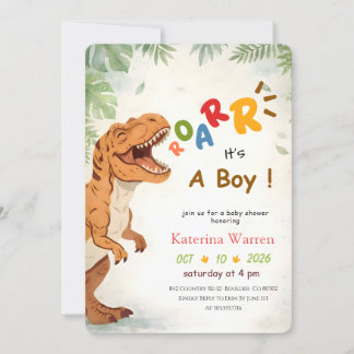 Boy Dinosaur Dino Baby Shower 招待状