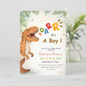 Boy Dinosaur Dino Baby Shower 招待状 (スタンド正面)