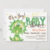 Boy Dinosuar Baby Shower招待 招待状 (正面)