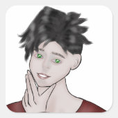  Boy Drawing スクエアシール (正面)