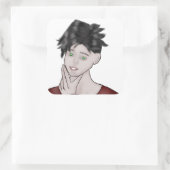  Boy Drawing スクエアシール (バッグ)