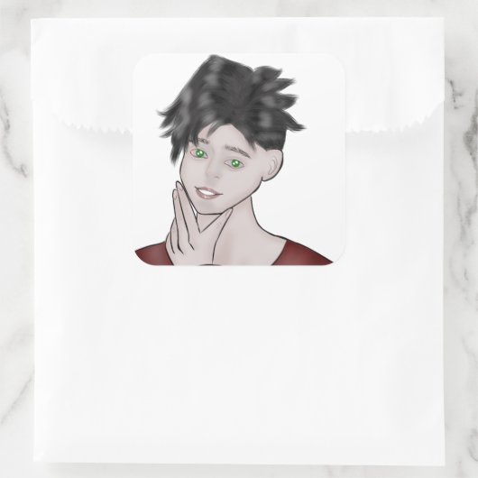  Boy Drawing スクエアシール (バッグ)