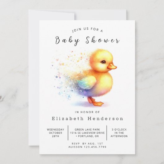 Boy Editable Duck Baby Shower 招待状 (正面)