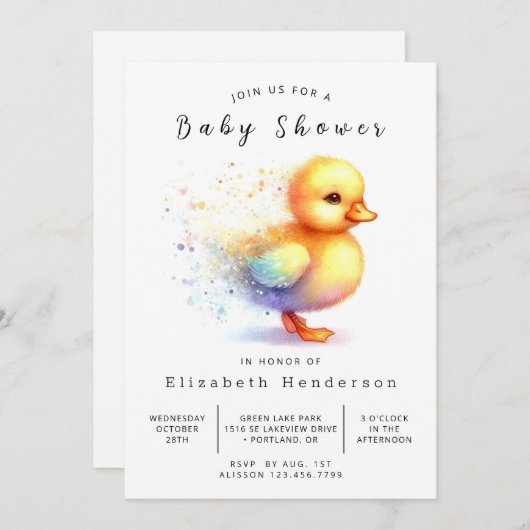 Boy Editable Duck Baby Shower 招待状 (正面/裏面)