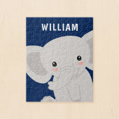 Boy Elephant Navy Blue Personalized Kids ジグソーパズル