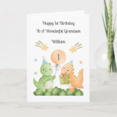 Boy First Birthday Balloon Dinosaurs Card カード (正面)