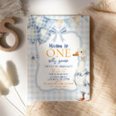 Boy First Birthday Invitation Silly Goose Blue 招待状