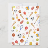 Boy First Birthday Party Sports 招待状 (裏面)