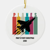 Boy First Christmas Jet Fighter Airplane Custom セラミックオーナメント (正面)