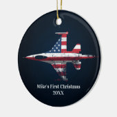 Boy First Christmas Jet Fighter US Airplane Custom セラミックオーナメント (左)