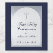 Boy First Communion フェイク Silver Arch Navy Blue ワインラベル (シングルラベル)