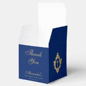 Boy First Communion Blue Faux Gold Crest Thank You フェイバーボックス (オープン)