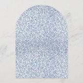 Boy First Communion Blue White Floral Pattern Arch 招待状 (裏面)