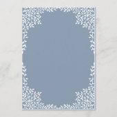 Boy First Communion Dusty Blue White Leaves Cross 招待状 (裏面)