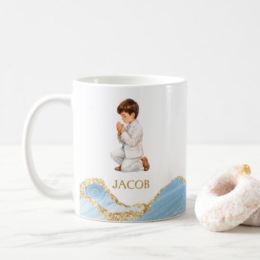 Boy First Communion Mug Religious Favors Chalice コーヒーマグカップ (ドーナツ)