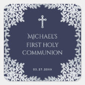 Boy First Communion Navy Blueエレガント離れ スクエアシール (正面)