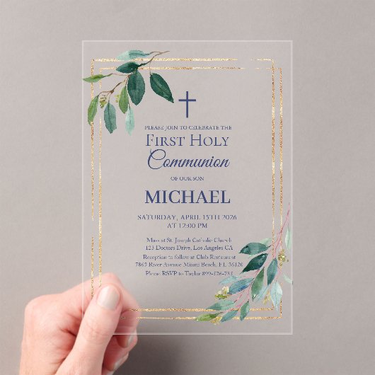 Boy First Holy Communion Acrylic Invitation アクリル招待状 (インサイチュ (ポータブル))