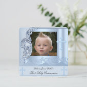 Boy First Holy Communion Blue写真確認2 招待状 (スタンド正面)