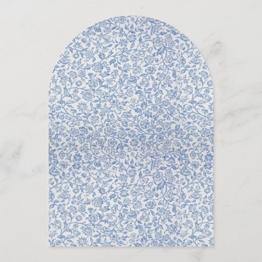 Boy First Holy Communion Blue Arch Floral Pattern 招待状 (裏面)