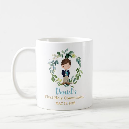 Boy First Holy Communion Favors Mug Keepsake コーヒーマグカップ (左)