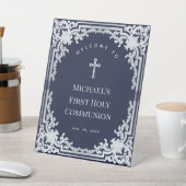 Boy First Holy Communion Navy Blueヴィンテージへようこそ 台座サイン (インサイチュ)