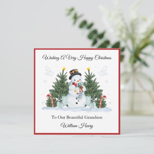 Boy First Second Third Christmas Snowman Card シーズンカード (スタンド正面)