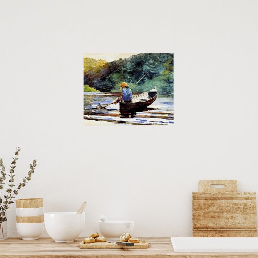 Boy Fishing, artwork by Winslow Homer ポスター (キッチン)